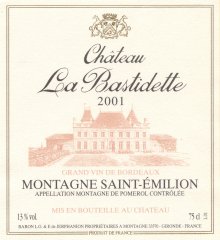 Cuvée 2001 "CHATEAU LA BASTIDETTE"