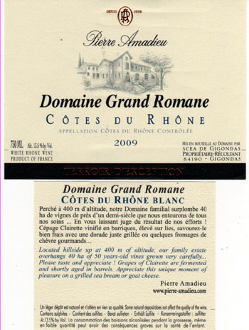 Cuvée 2009 "DOMAINE GRAND ROMANE"